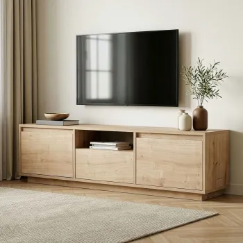 Comoda TV, Hanah Home, Sentinel, 160x42x30 cm, PAL, Maro imagine