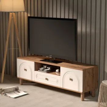 Comoda TV, Hanah Home, Serenta 180, 180x53x41 cm, PAL, Pin Atlantic / Alb imagine