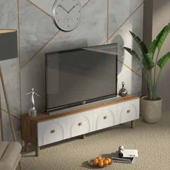 Comoda TV, Hanah Home, Serenta, 180x47x35 cm, PAL, Pin Atlantic / Alb imagine