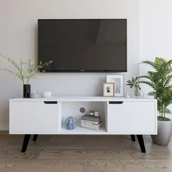 Comoda TV, Hanah Home, Siena, 139.7x53x53 cm, PAL, Alb imagine