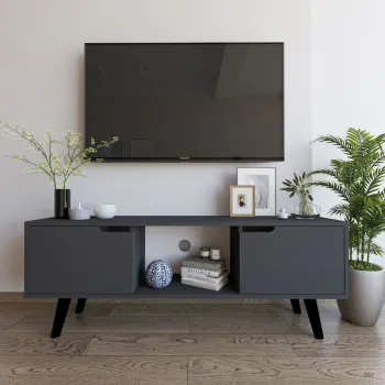 Comoda TV, Hanah Home, Siena, 139.7x53x53 cm, PAL, Antracit imagine