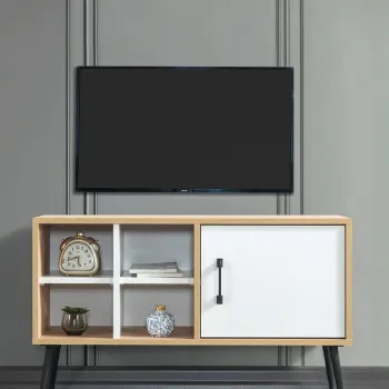 Comoda TV, Hanah Home, Sile 3111, 100x60x35 cm, PAL, Stejar safir / Antracit imagine