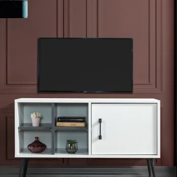 Comoda TV, Hanah Home, Sile 3112, 100x60x35 cm, PAL, Alb / Antracit imagine