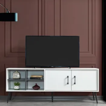 Comoda TV, Hanah Home, Sile 3612, 160x60x35 cm, PAL, Alb / Antracit imagine