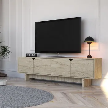 Comoda TV, Hanah Home, Turan, 180x50x30 cm, Travertin imagine