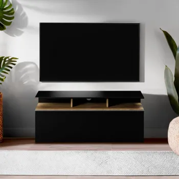 Comoda TV, Hanah Home, Tvc-529-Te-1, 117x48x40 cm, Nuc negru imagine