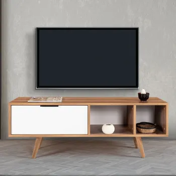 Comoda TV, Hanah Home, Venus 3344, 130x46x35 cm, PAL, Nuc/Alb imagine