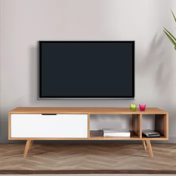Comoda TV, Hanah Home, Venus 3644, 160x46x35 cm, PAL, Nuc/Alb imagine