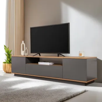 Comoda TV, Hanah Home, Veramont, 180x44.6x44.5 cm, PAL, Antracit / Pin Atlantic imagine