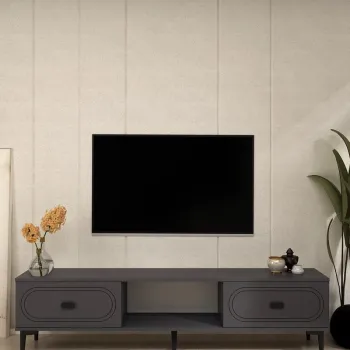 Comoda TV, Hanah Home, Weny, 150x40.6x29.6 cm, PAL , Antracit imagine