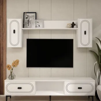 Comoda TV, Hanah Home, Weny, 150x44.6x29.6 cm, PAL , Alb imagine