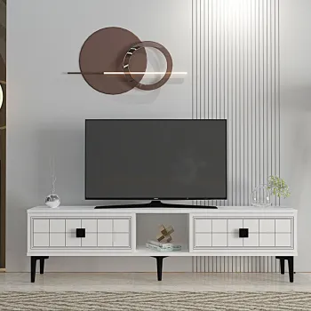 Comoda TV, Hanah Home, Yuka 150, 150x41x30 cm, PAL , Alb imagine