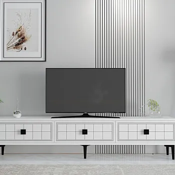 Comoda TV, Hanah Home, Yuka 180, 180x41x30 cm, PAL , Alb imagine