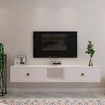 Comoda TV, Hanah Home, Zuzu 150, 150x25.6x29.6 cm, PAL , Alb imagine