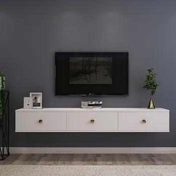 Comoda TV, Hanah Home, Zuzu 180, 180x25.6x29.6 cm, PAL , Alb imagine