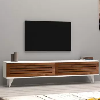 Comoda TV Hill, Puqa Design, 160x25x40 cm, maro/alb imagine