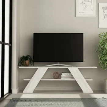 Comoda TV, Homitis, Farfalla, 120x40x33 cm, PAL, Alb antic imagine