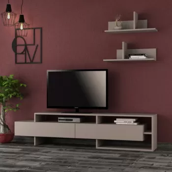 Comoda TV, Homitis, Gara, 65x20x20 cm, Mocha usoara imagine