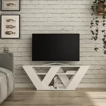 Comoda TV, Homitis, Pipralla - White, 40x110x30 cm imagine