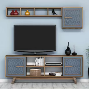 Comoda TV, Hommy Craft, Ayla, Nuc / Albastru imagine