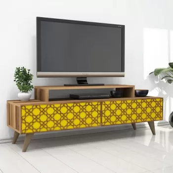 Comoda TV, Hommy Craft, City, 140x48.8x41.8 cm, Nuc / Galben imagine