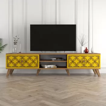 Comoda TV, Hommy Craft, Class, 180x44x35 cm, Nuc / Galben imagine