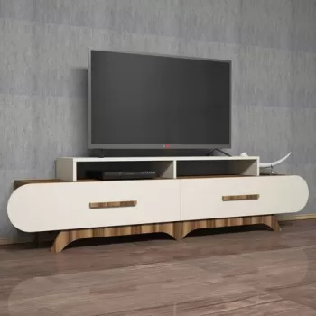 Comoda TV, Hommy Craft, Flora, 205x50x36.8 cm, Nuca / Crema imagine