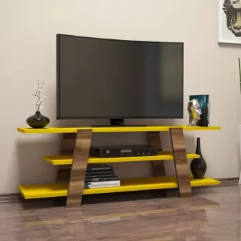 Comoda TV, Hommy Craft, Flower, 120x42x33.6 cm, Nuc / Galben imagine