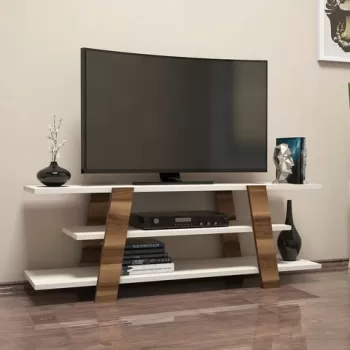 Comoda TV, Hommy Craft, Flower, 120x42x33.6 cm, Nuca / Crema imagine