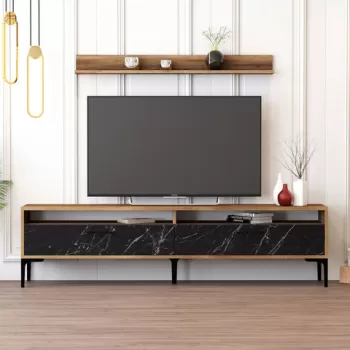 Comoda TV, Hommy Craft, Istanbul, 180x47x35 cm, Nuc / Negru imagine