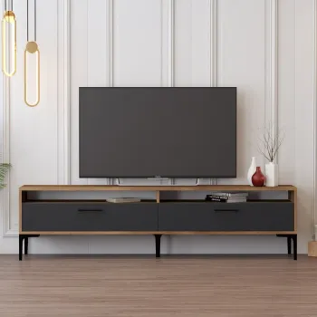 Comoda TV, Hommy Craft, Istanbul 2, 180x35x47 cm, PAL, Nuc / Antracit imagine