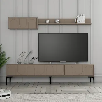 Comoda TV, Hommy Craft, Lyon 2, 180x42x35 cm, PAL, Atlas / Negru imagine