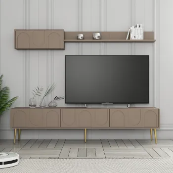 Comoda TV, Hommy Craft, Lyon 2, 180x43x35 cm, PAL, Atlas / Aur imagine