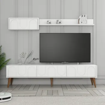 Comoda TV, Hommy Craft, Lyon 2, 180x44x35 cm, PAL, Alb/Maro imagine