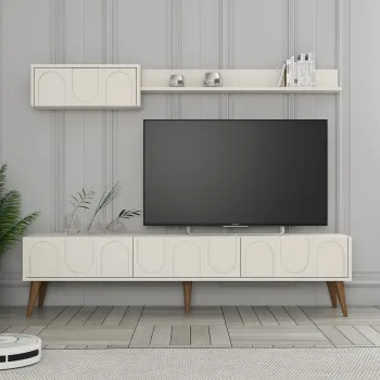 Comoda TV, Hommy Craft, Lyon 2, 180x44x35 cm, PAL, Crema/Nuca imagine