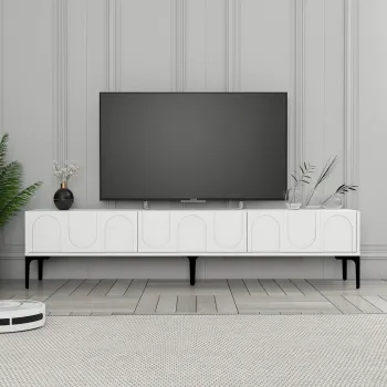 Comoda TV, Hommy Craft, Lyon 42, 180x42x35 cm, PAL, Alb/Negru imagine