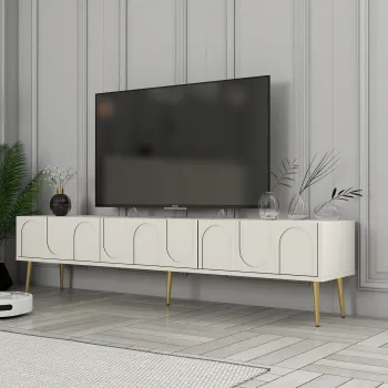 Comoda TV, Hommy Craft, Lyon 43, 180x43x35 cm, PAL, Crem / Aur imagine