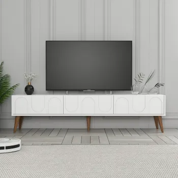 Comoda TV, Hommy Craft, Lyon 44, 180x44x35 cm, PAL, Alb/Maro imagine