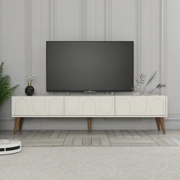 Comoda TV, Hommy Craft, Lyon 44, 180x44x35 cm, PAL, Crema/Nuca imagine