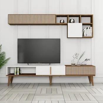 Comoda TV, Hommy Craft, Milan TV, 180x40x35 cm, PAL, Nuc/Alb imagine