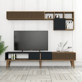 Comoda TV, Hommy Craft, Milan TV, 180x40x35 cm, PAL, Nuc / Antracit imagine