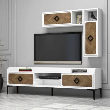 Comoda TV, Hommy Craft, Samba, 180x52x35 cm, Alb / Nuc imagine