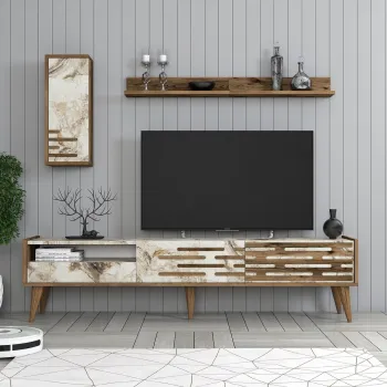 Comoda TV, Hommy Craft, Valensiya, PAL, Nuc / Alb / Marmura imagine