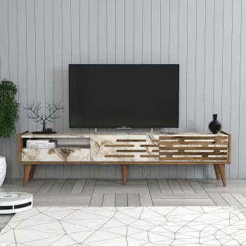 Comoda TV, Hommy Craft, Valensiya, PAL, Nuc / Alb / Marmura imagine