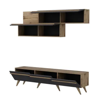 Comoda TV, Inarch, Amsterdam, 180x42x35 cm, PAL, Antracit / Nuc imagine