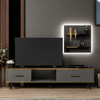 Comoda TV, Inarch, Aren, 180x43.6x35 cm, Antracit imagine