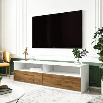 Comoda TV, Inarch, Centra, Alb / Natural imagine