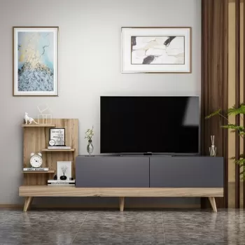 Comoda TV, Inarch, Dizayn, 180x82x37 cm, Antracit / Nuc imagine