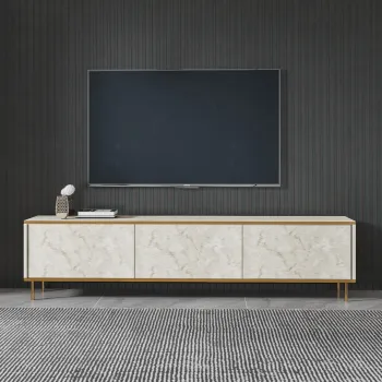 Comoda TV, Inarch, Imaj, Travertin / Auriu imagine