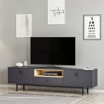 Comoda TV, Inarch, Naturel, Antracit imagine